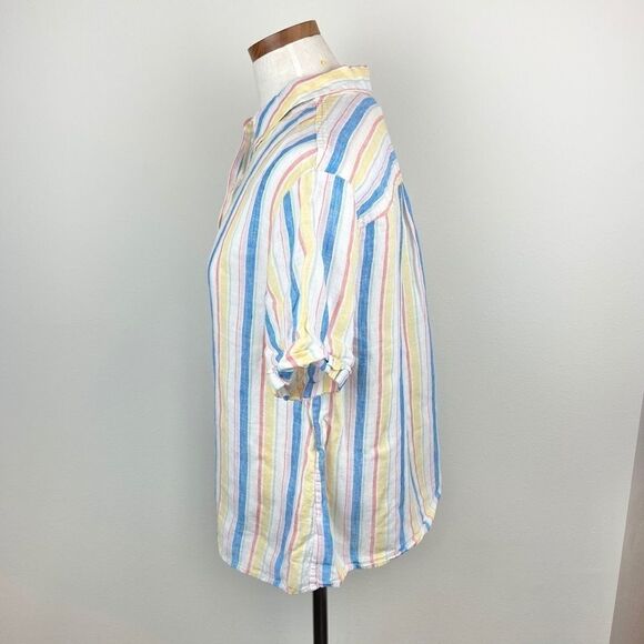Lands’ End Short Sleeve Pastel Linen Blouse - Picture 4 of 6